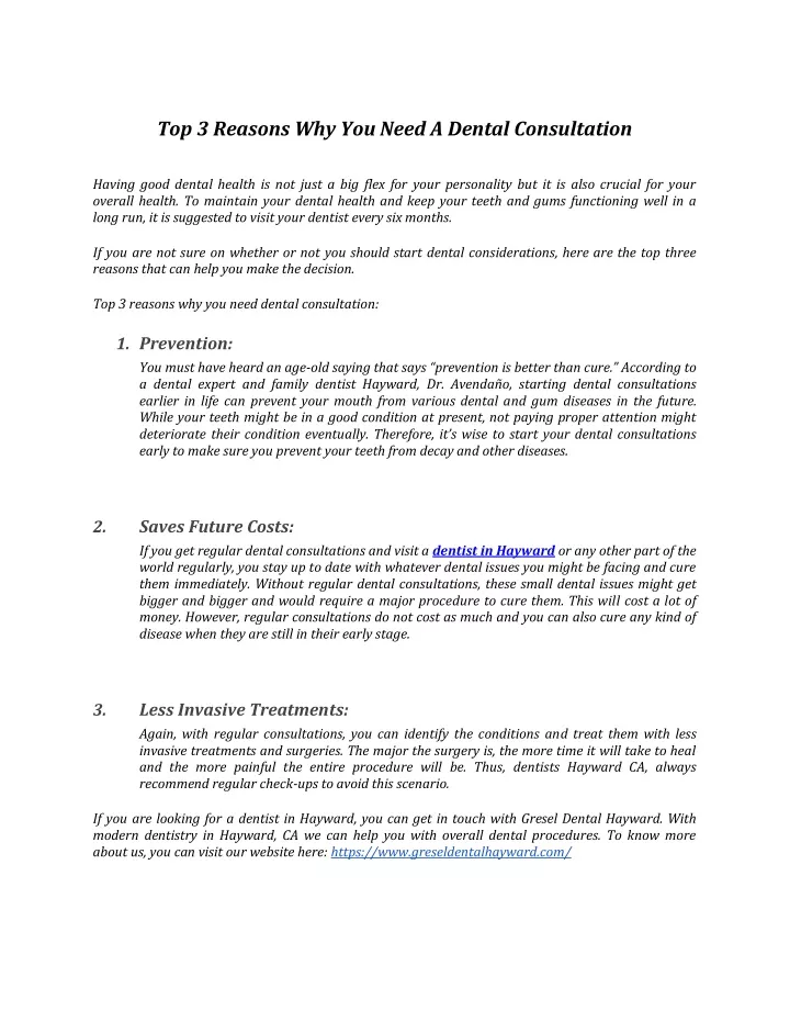 top 3 reasons why you need a dental consultation