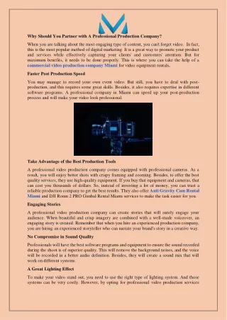 Partner with A Professional Production Company