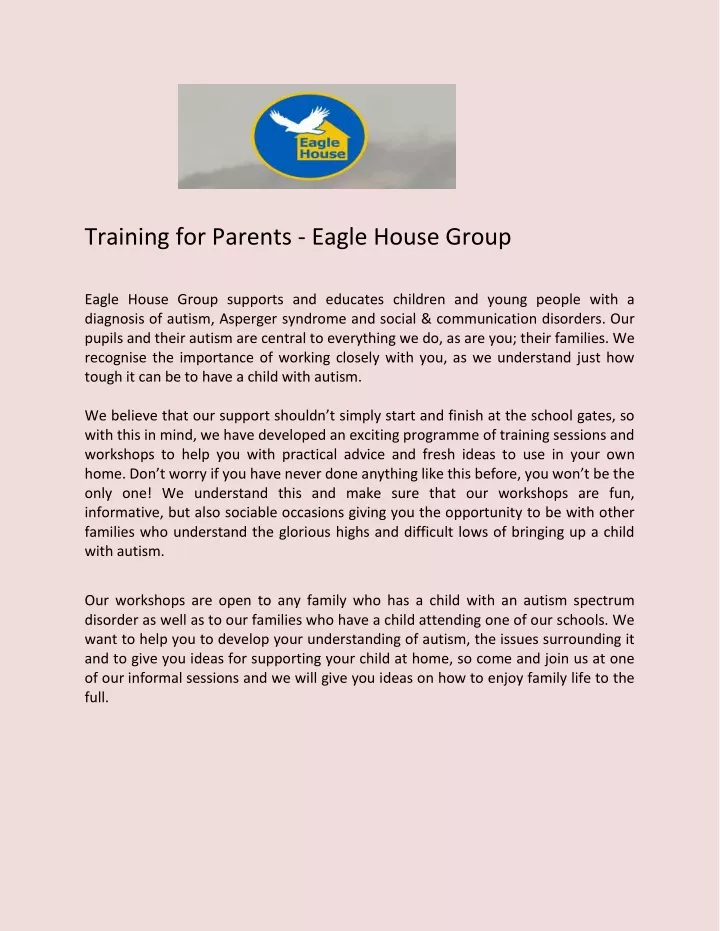 training for parents eagle house group eagle