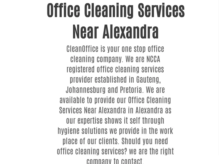 office cleaning services near alexandra