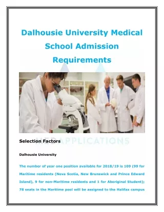 Dalhousie University Medical School Admission Requirements