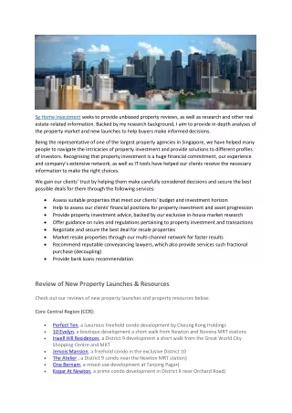 Singapore property reviews and investment guides