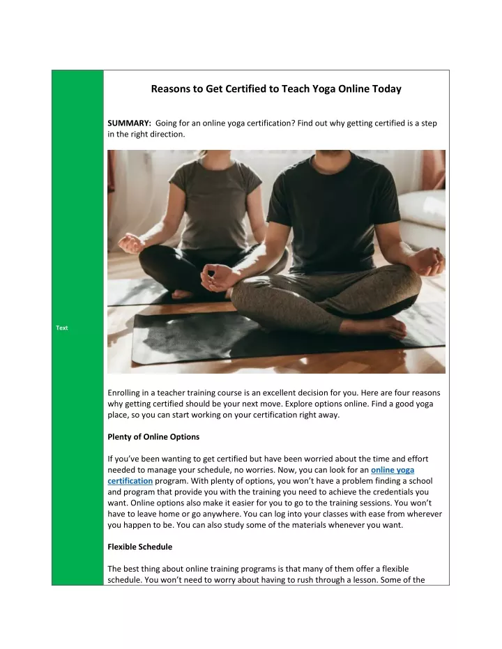 reasons to get certified to teach yoga online