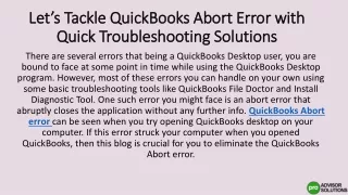 let s tackle quickbooks abort error with quick troubleshooting solutions