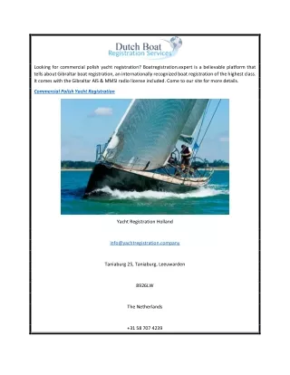 Commercial Polish Yacht Registration  Boatregistration.expert