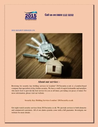 Security Key Holding Services London  2015security.co.uk