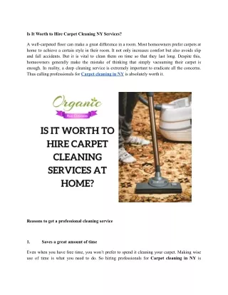Is It Worth to Hire Carpet Cleaning NY Services
