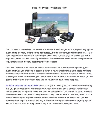 find the proper av rentals now