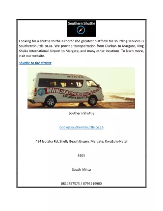 Shuttle To The Airport Southernshuttle.co.za
