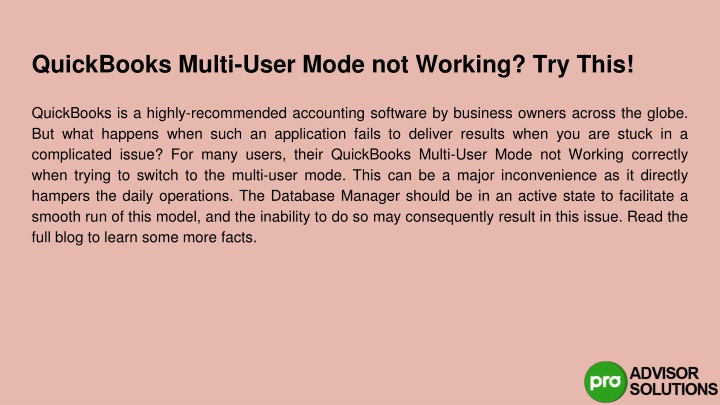 quickbooks multi user mode not working try this