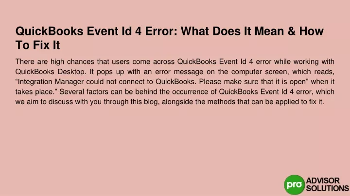 quickbooks event id 4 error what does it mean how to fix it