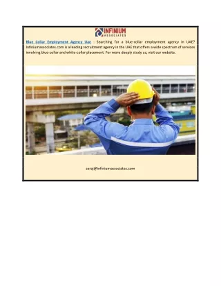 Blue Collar Employment Agency Uae | Infiniumassociates.com