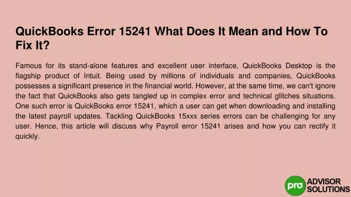 quickbooks error 15241 what does it mean and how to fix it