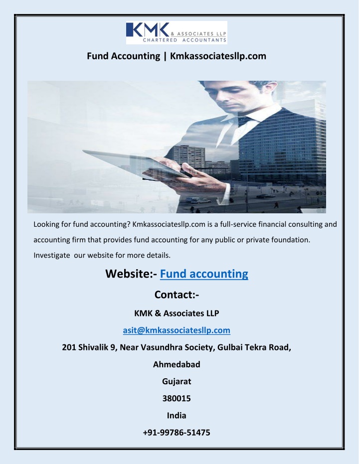 fund accounting kmkassociatesllp com