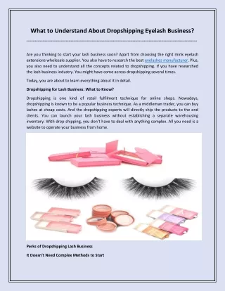 What to Understand About Dropshipping Eyelash Business?