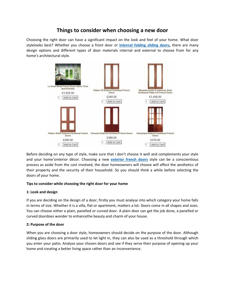 things to consider when choosing a new door