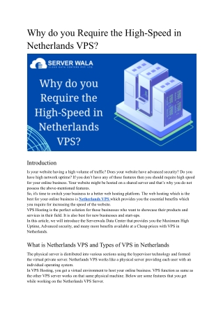 why do you require the high speed in netherlands