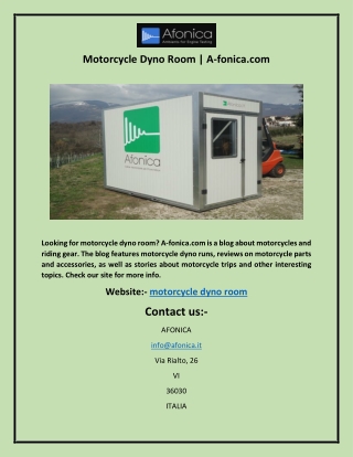 Motorcycle Dyno Room | A-fonica.com