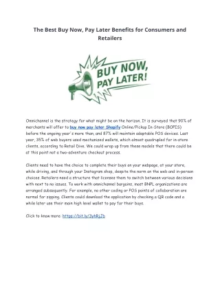 the best buy now pay later benefits for consumers