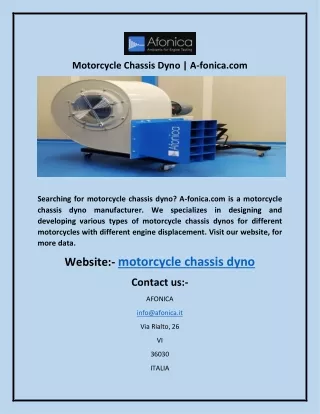 Motorcycle Chassis Dyno | A-fonica.com