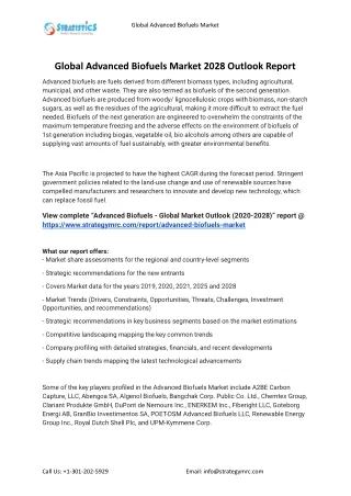 global advanced biofuels market