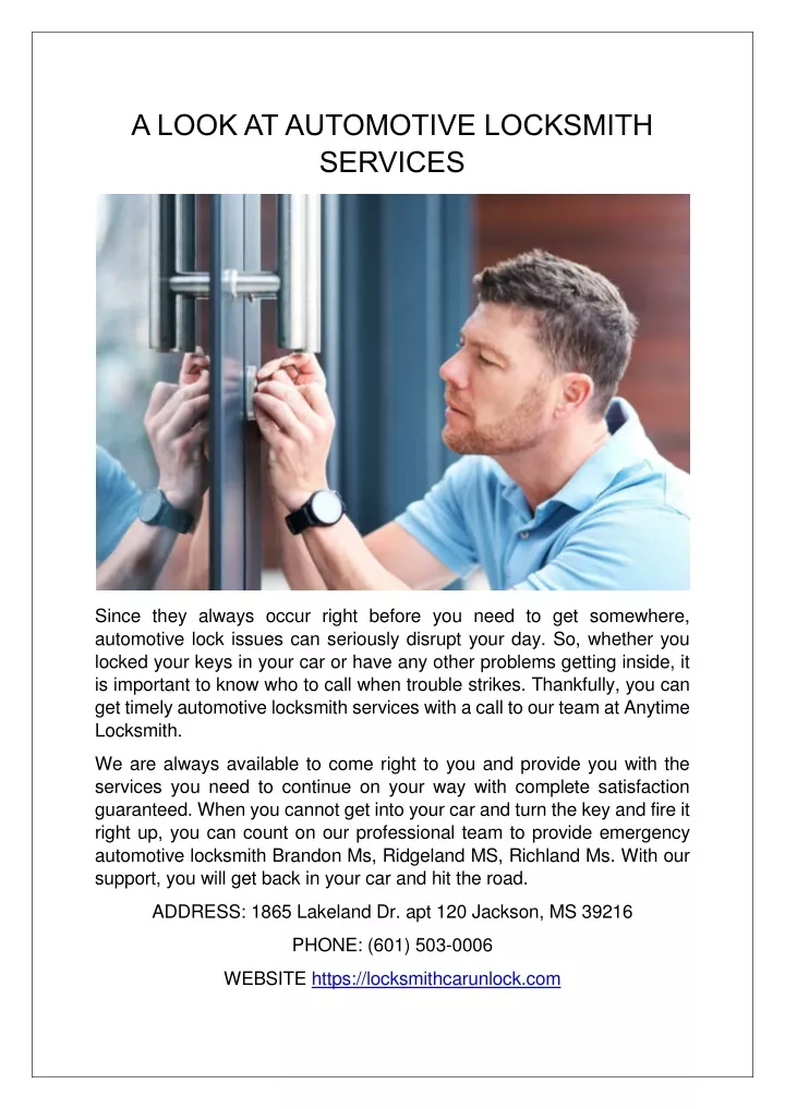 a look at automotive locksmith services
