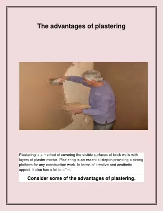 the advantages of plastering