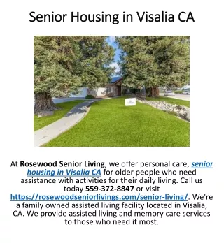Senior Housing in Visalia CA