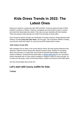 Kids Dress Trends in 2022_ The Latest Ones