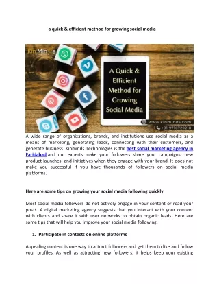 a quick & efficient method for growing social media