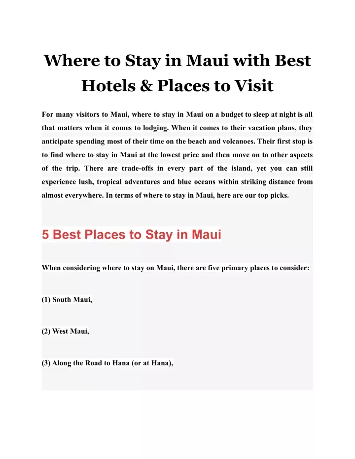 where to stay in maui with best hotels places