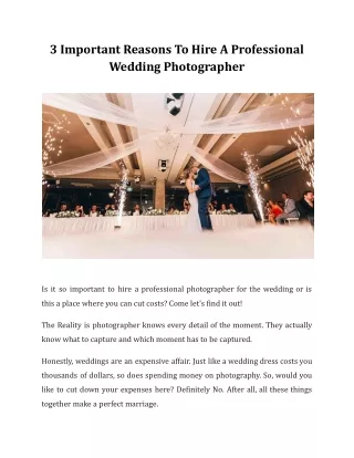 3 Important Reasons To Hire A Professional Wedding Photographer