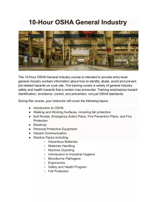 10-Hour OSHA General Industry