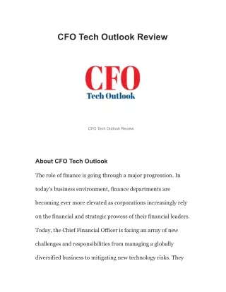 CFO Tech Outlook Review