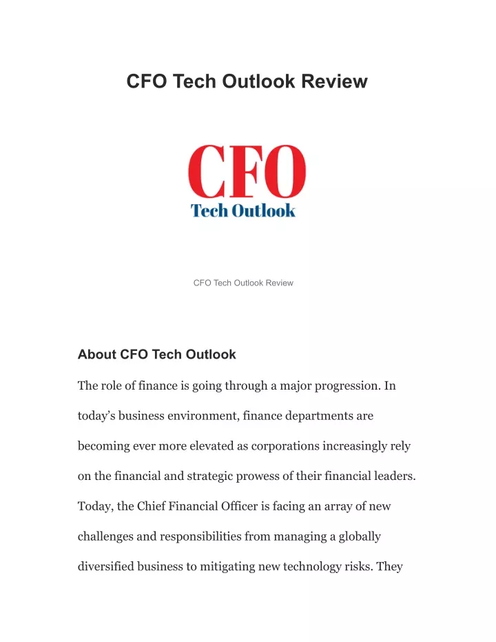 cfo tech outlook review