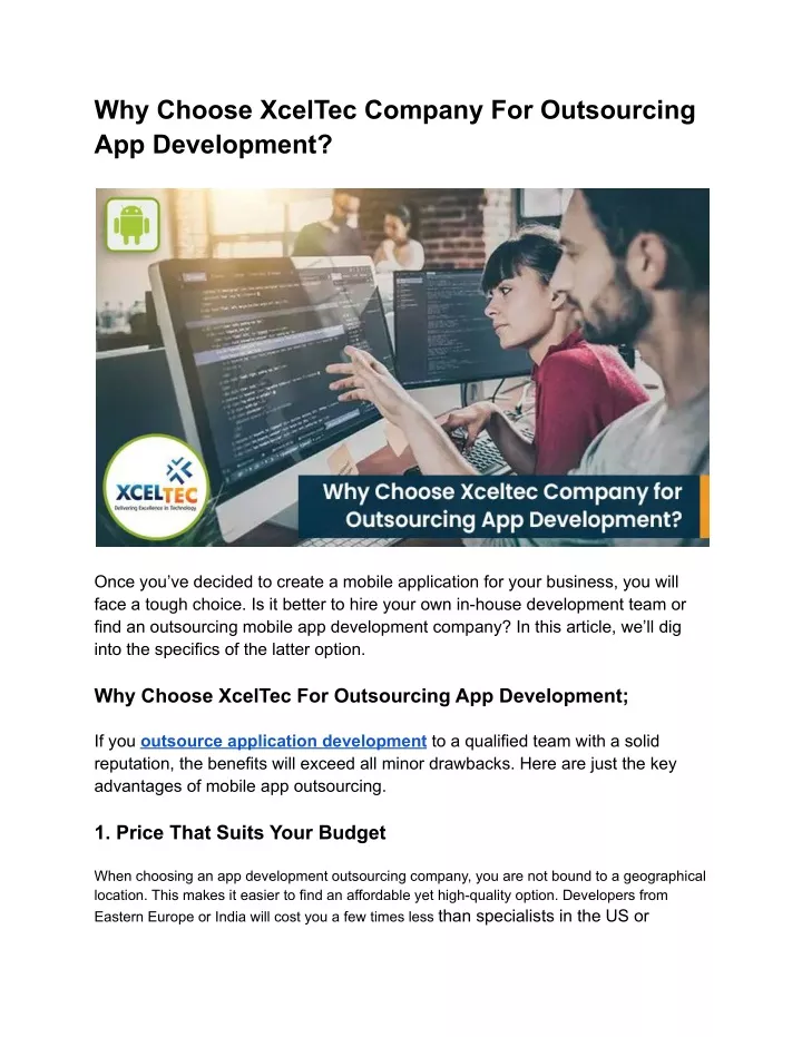 why choose xceltec company for outsourcing