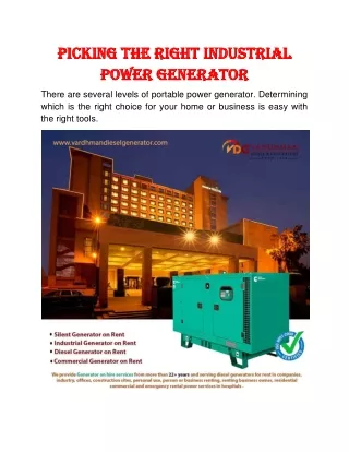 Picking The Right Industrial Power Generator