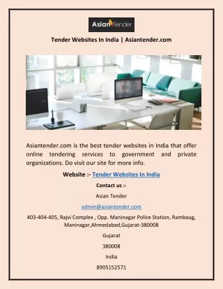 Tender Websites In India | Asiantender.com