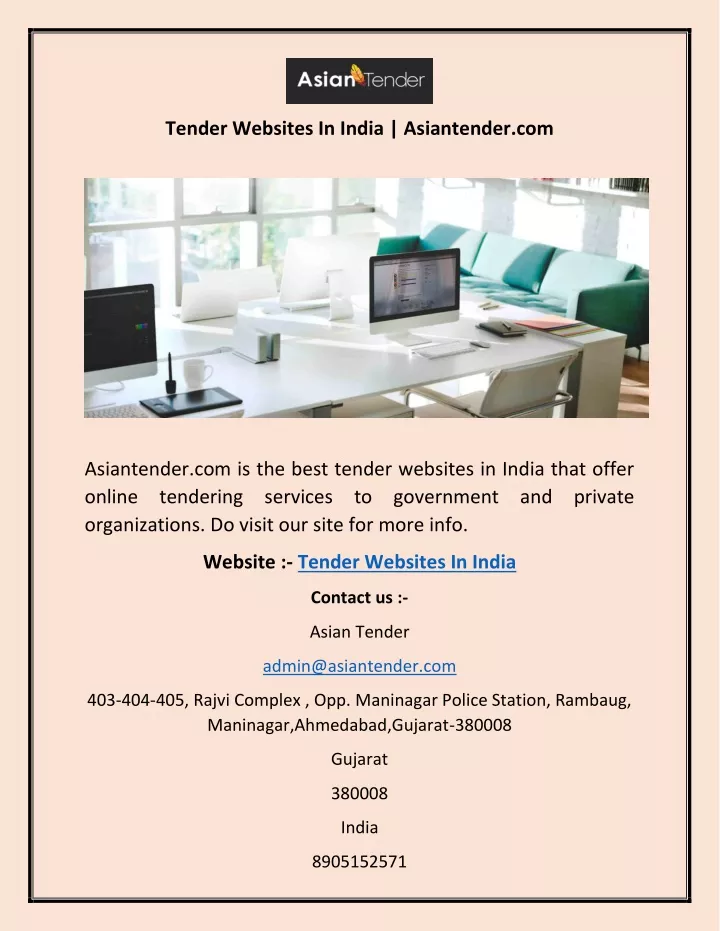 tender websites in india asiantender com