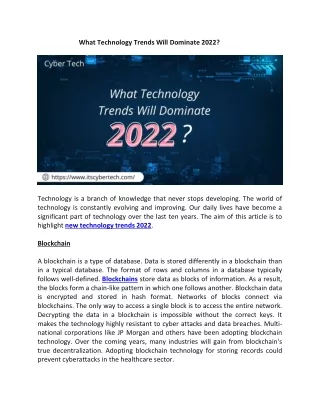 what technology trends will dominate 2022