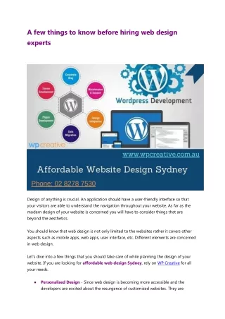 a few things to know before hiring web design