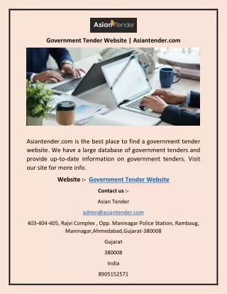 Government Tender Website | Asiantender.com