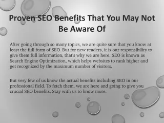proven seo benefits that you may not be aware of