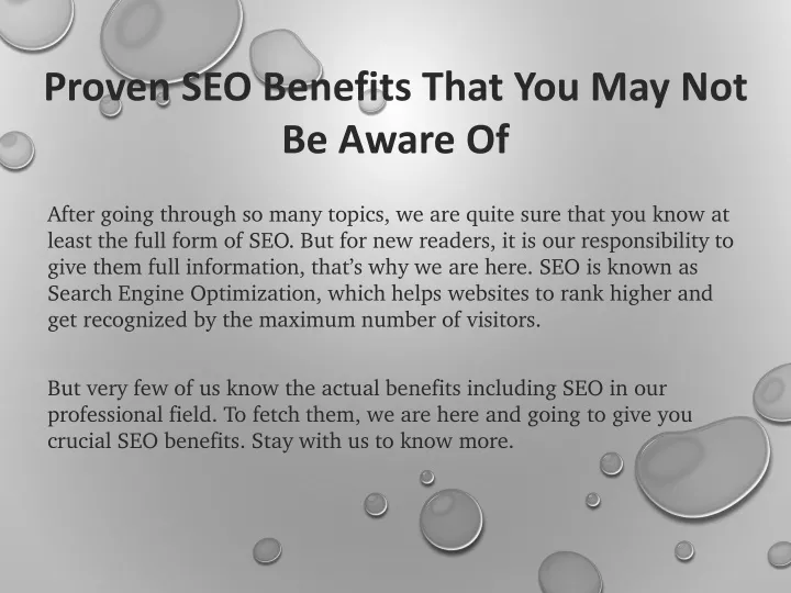 proven seo benefits that you may not be aware of