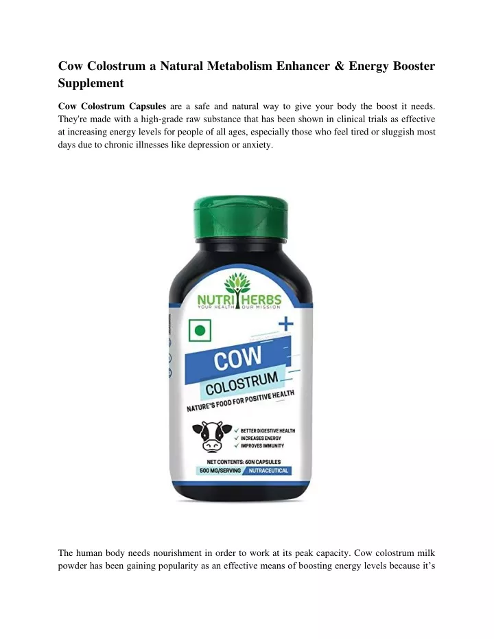 cow colostrum a natural metabolism enhancer