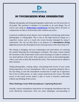 do touchscreens work underwater do touchscreens