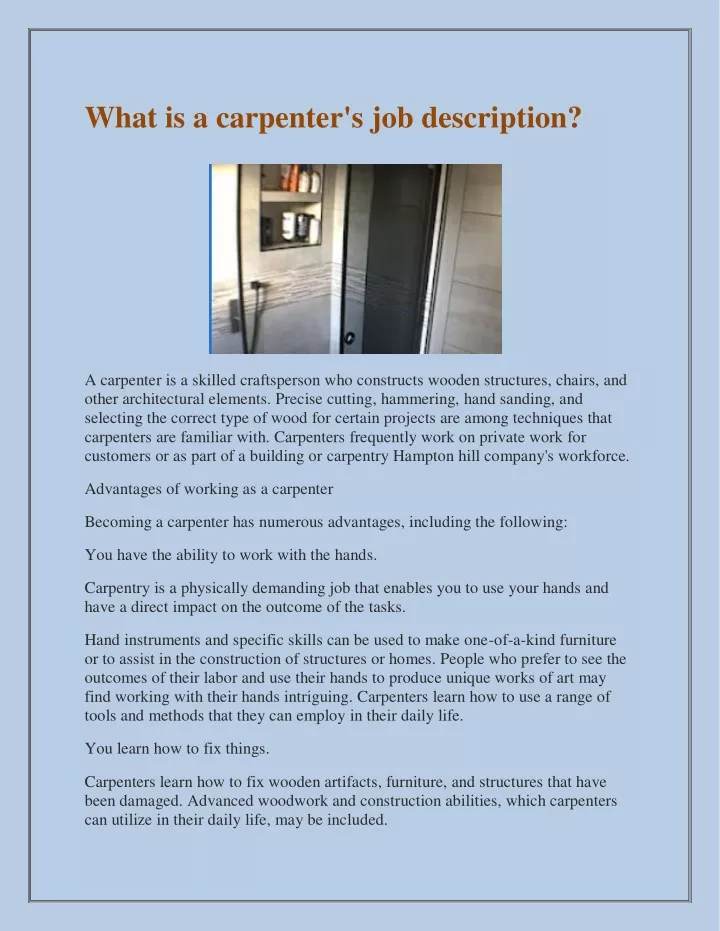 what is a carpenter s job description