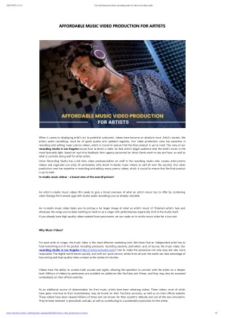 Affordable music video production for artists by Union Recording