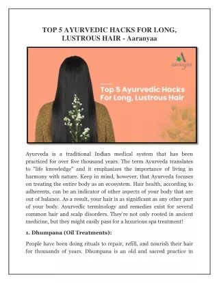 TOP 5 AYURVEDIC HACKS FOR LONG