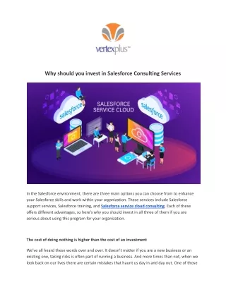 why should you invest in salesforce consulting